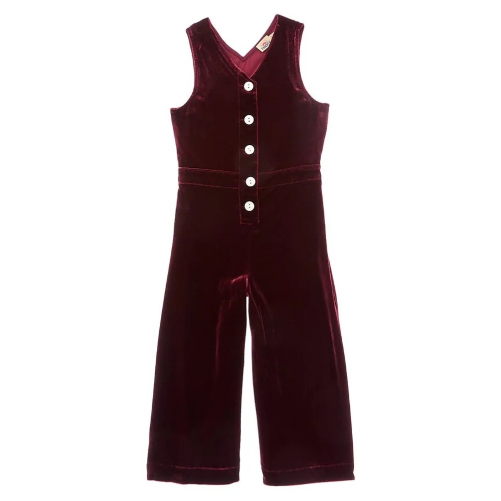 Faherty Velvet Maroon Sleeveless Jumpsuit sz 6T